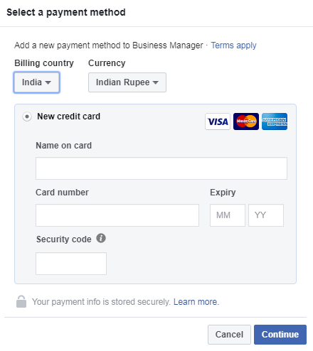 Select payment method